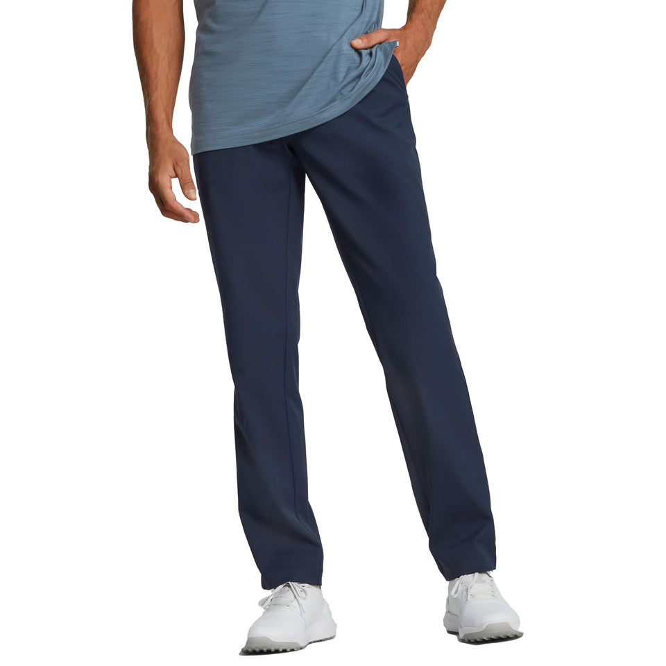 PUMA GOLF Dealer Pant Navy Blazer front view showing moisture-wicking comfort