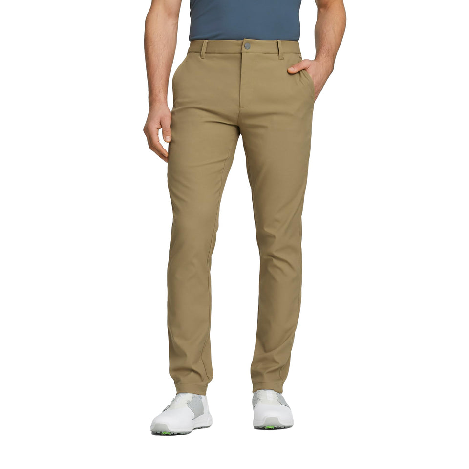 PUMA Golf Dealer Tailored Pant Coconut Crush front view highlighting breathable fabric
