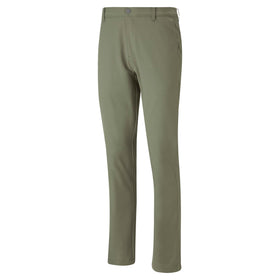 PUMA GOLF Dealer Tailored Pants in Dark Sage, back view showing versatile fits from slim to relaxed.