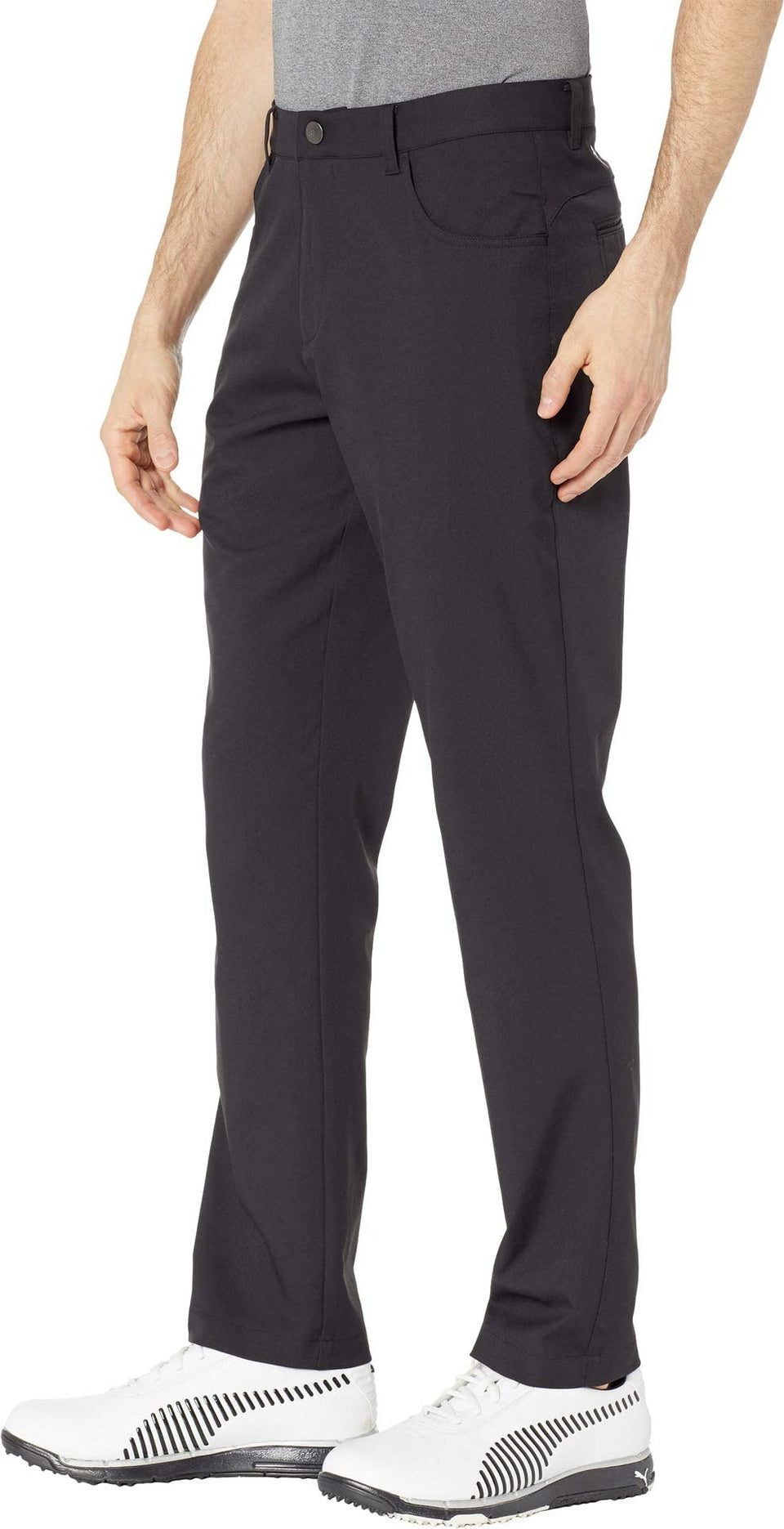 PUMA Golf Jackpot pant front view showing dry, comfortable fit for all-day rounds.
