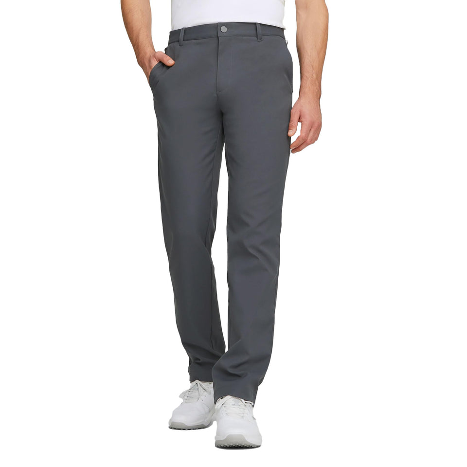 PUMA Golf Men's Dealer Pant front view shows sleek, versatile fit for golf and office wear