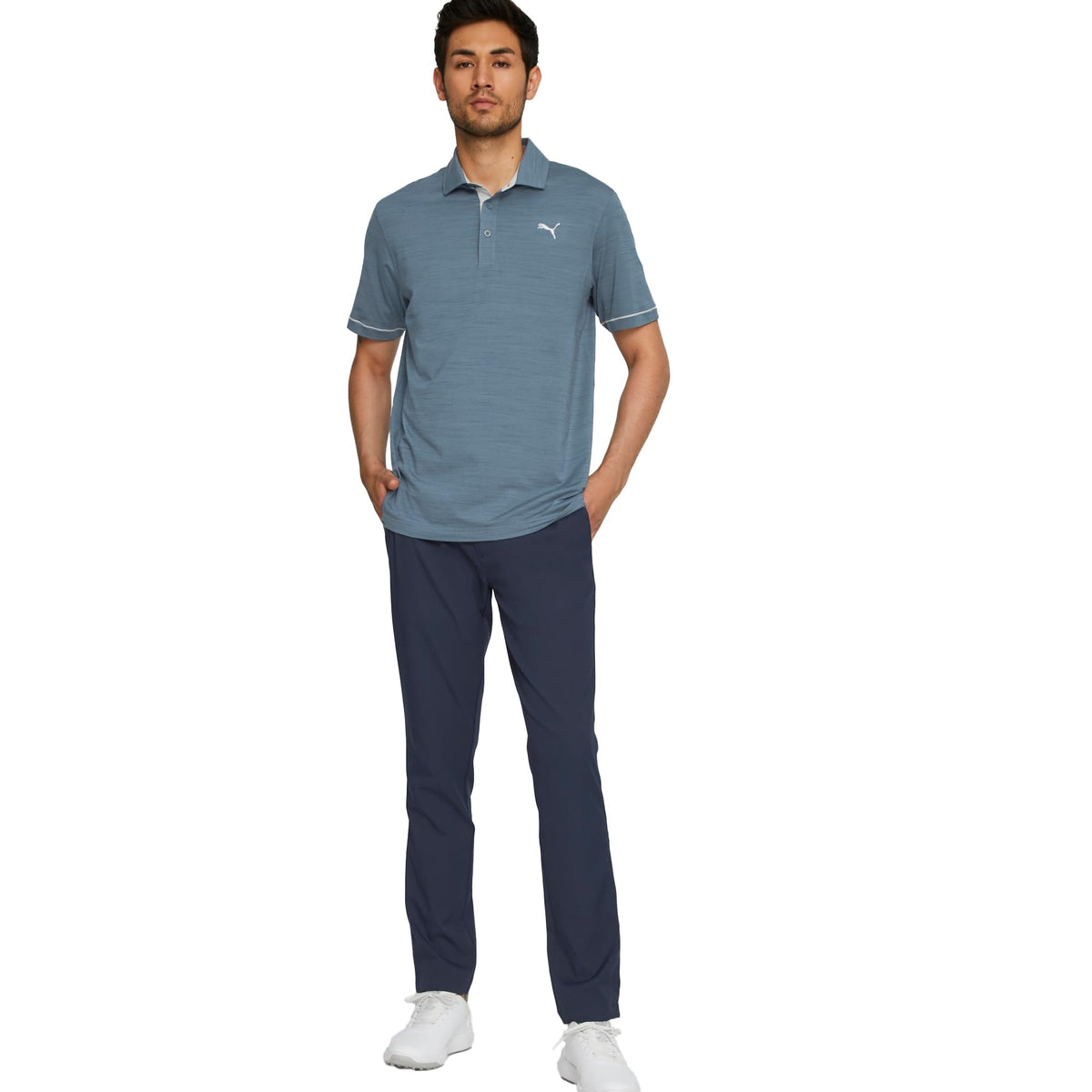 PUMA Dealer Tailored Pants side pocket view emphasizing light, functional storage.