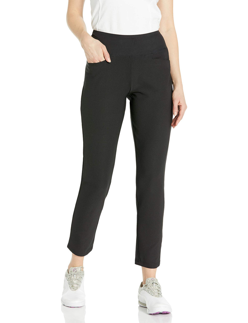 PUMA Golf PWRSHAPE pant front view shows a smooth silhouette and comfortable waistband.