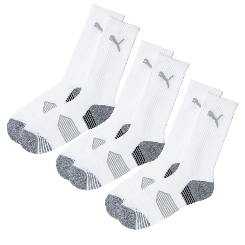 PUMA golf socks front view, bright white, premium fit for the course