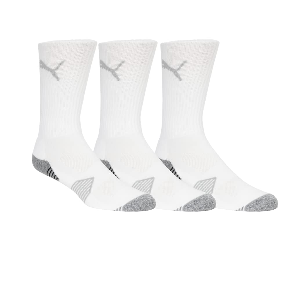 PUMA golf socks three-pack image showing packaging and versatile sizing