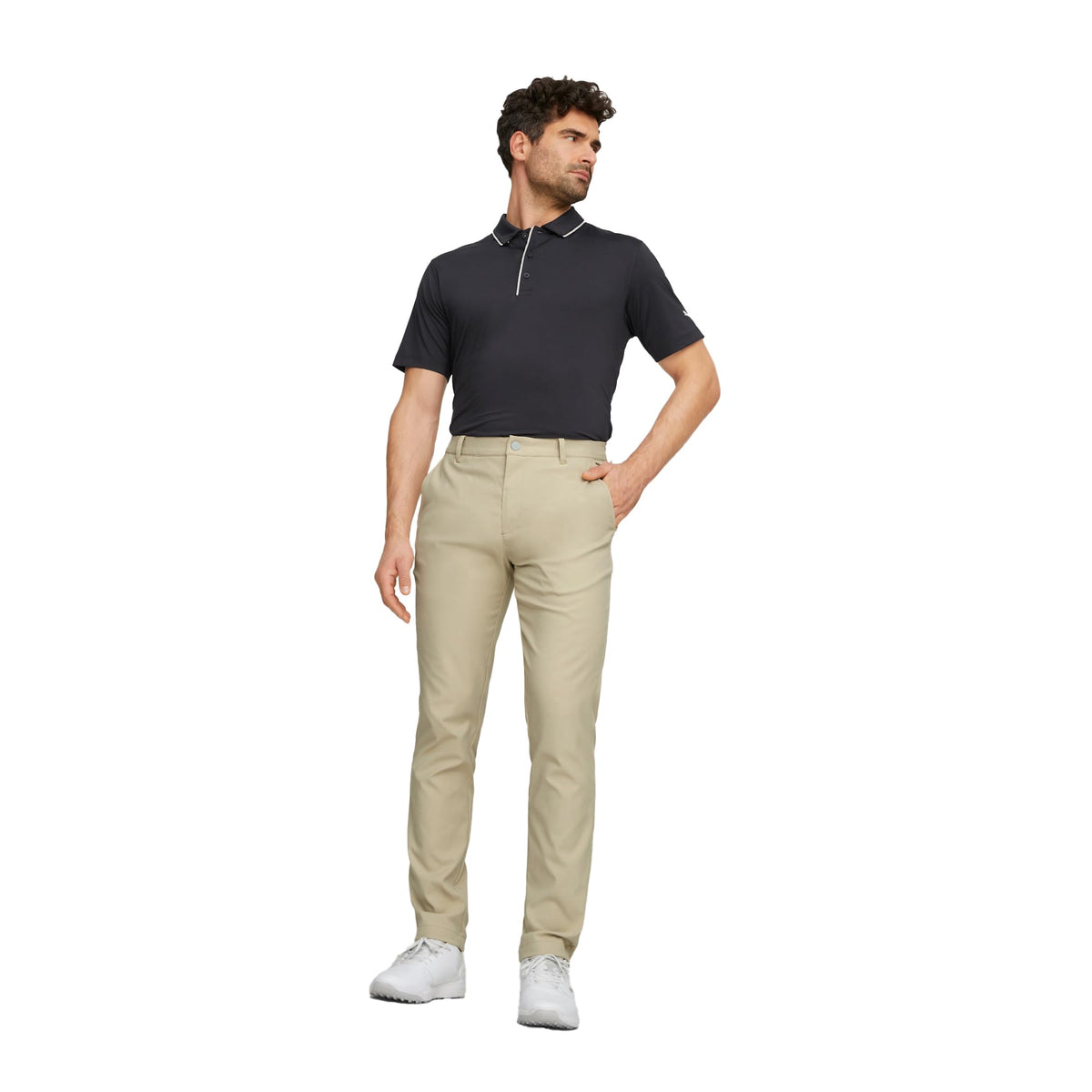 PUMA Golf Womens Dealer Tailored Pants Alabaster back view emphasizing tailored silhouette and mobility.