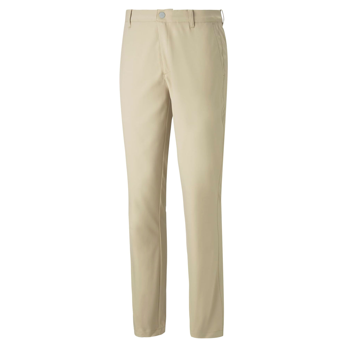 PUMA Golf Womens Dealer Tailored Pants Alabaster close-up fabric texture highlighting moisture-wicking tech.