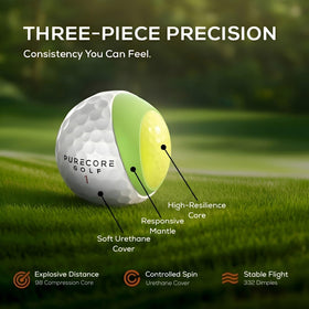 PureCore Golf ball on range shows consistent distance.