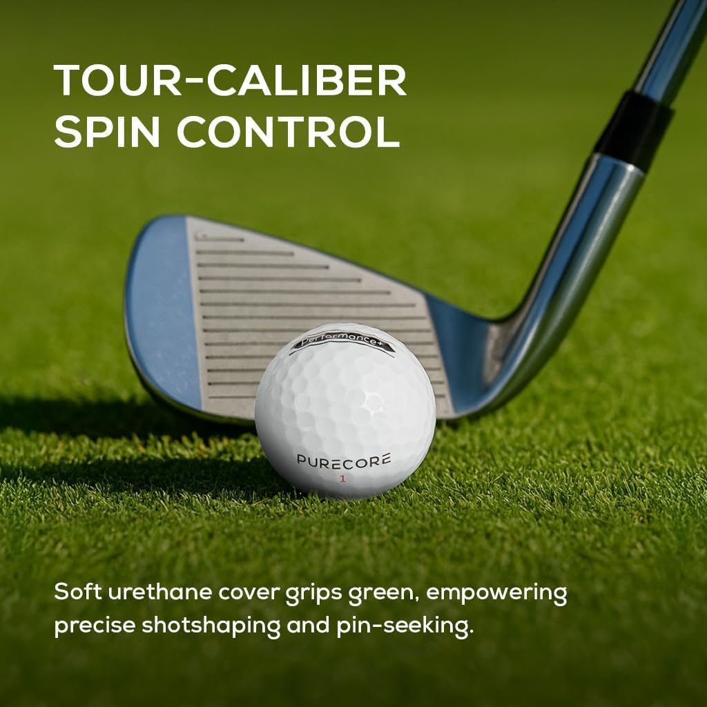 PureCore Golf urethane cover closeup with soft feel and greenside control.