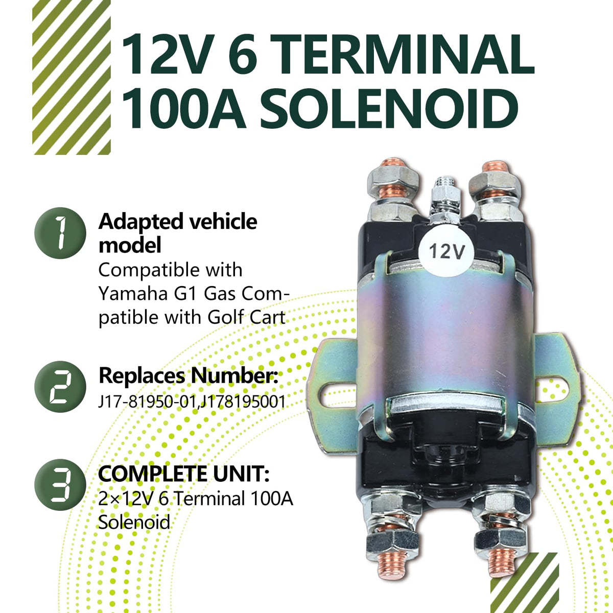 Puruoda golf cart solenoid close-up of terminals for easy wiring