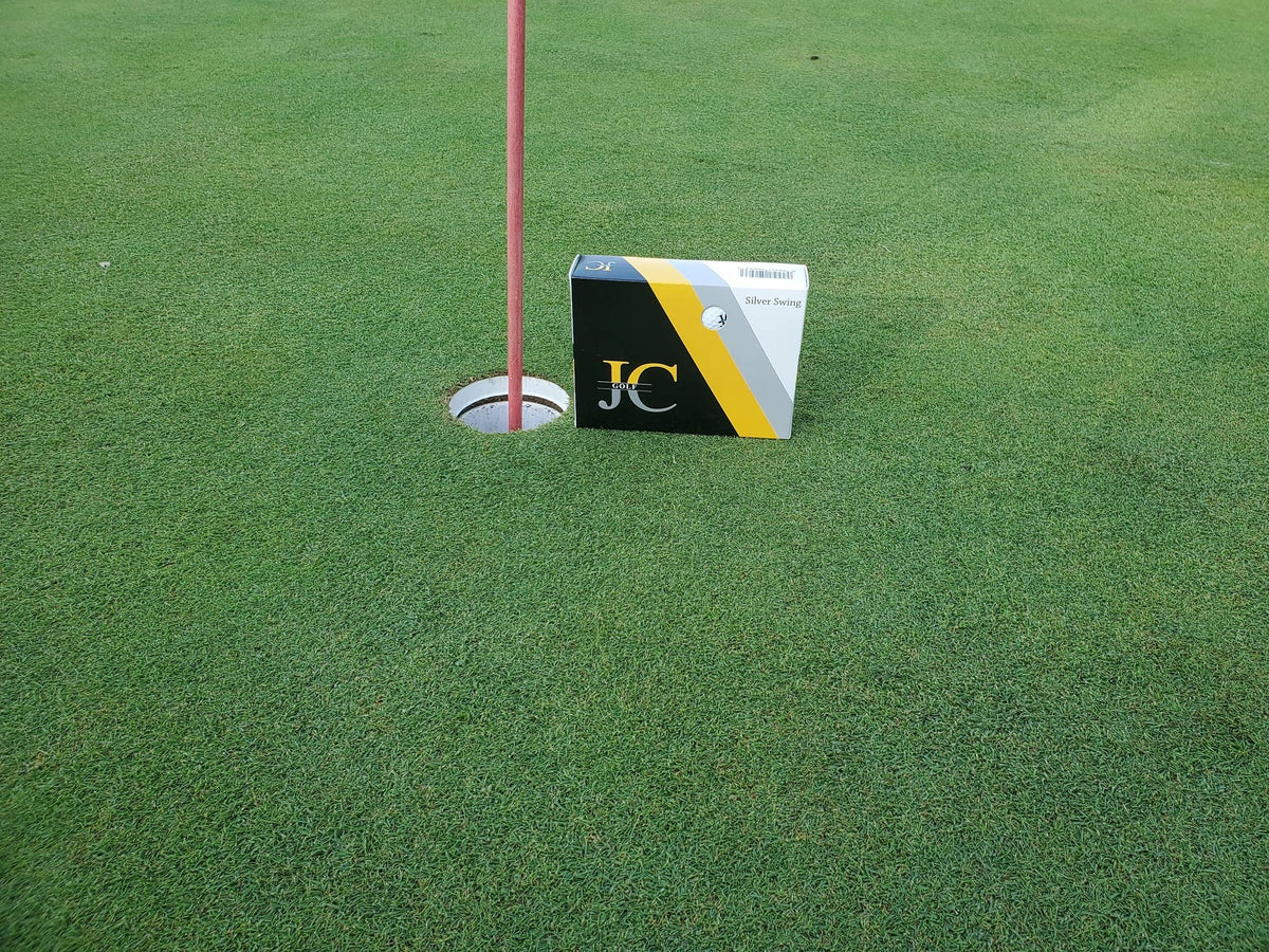 Push Athletics JC Golf Silver Swing ball in flight with steady carry.