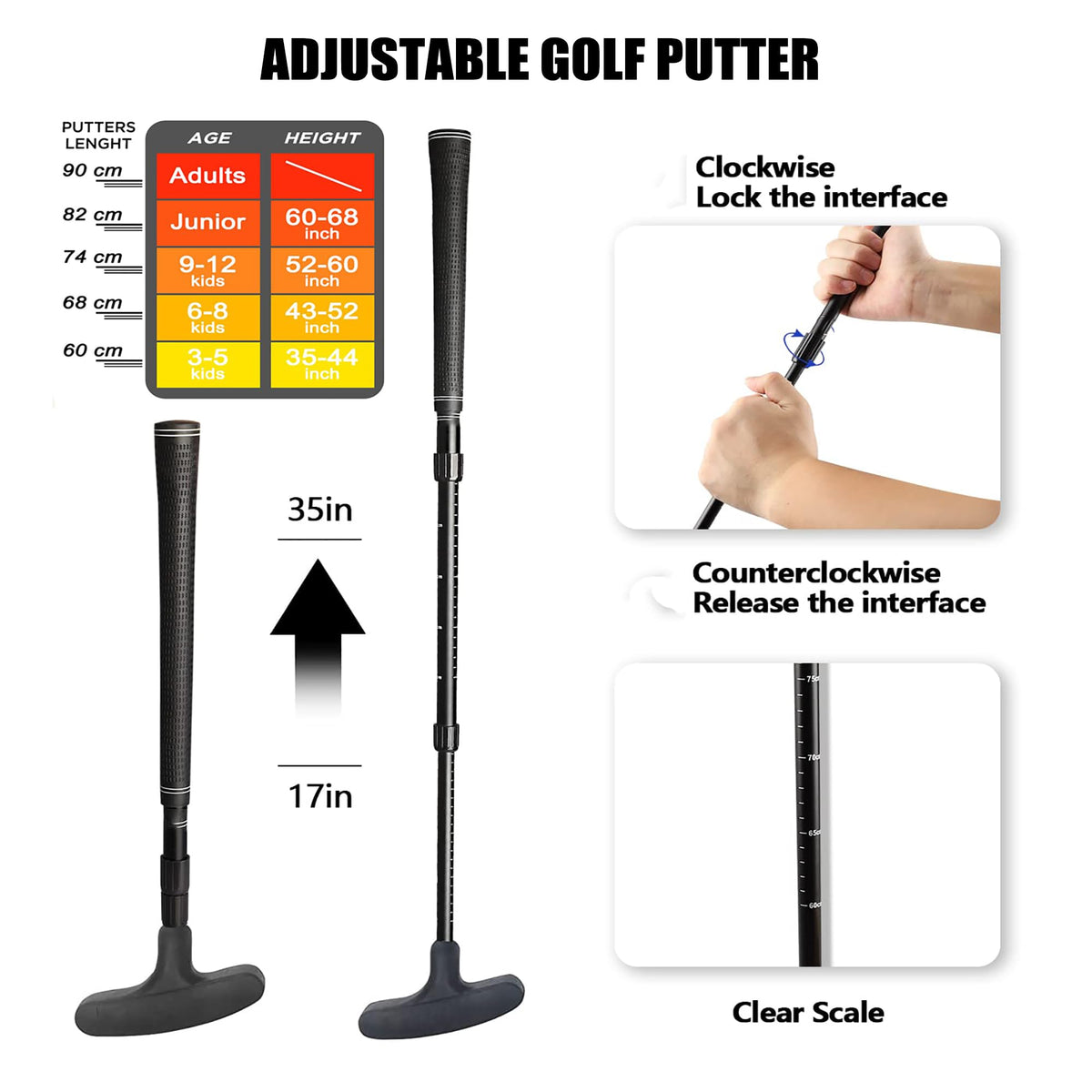 PUTTLAZR retractable 40 cm club for portable on-the-go practice