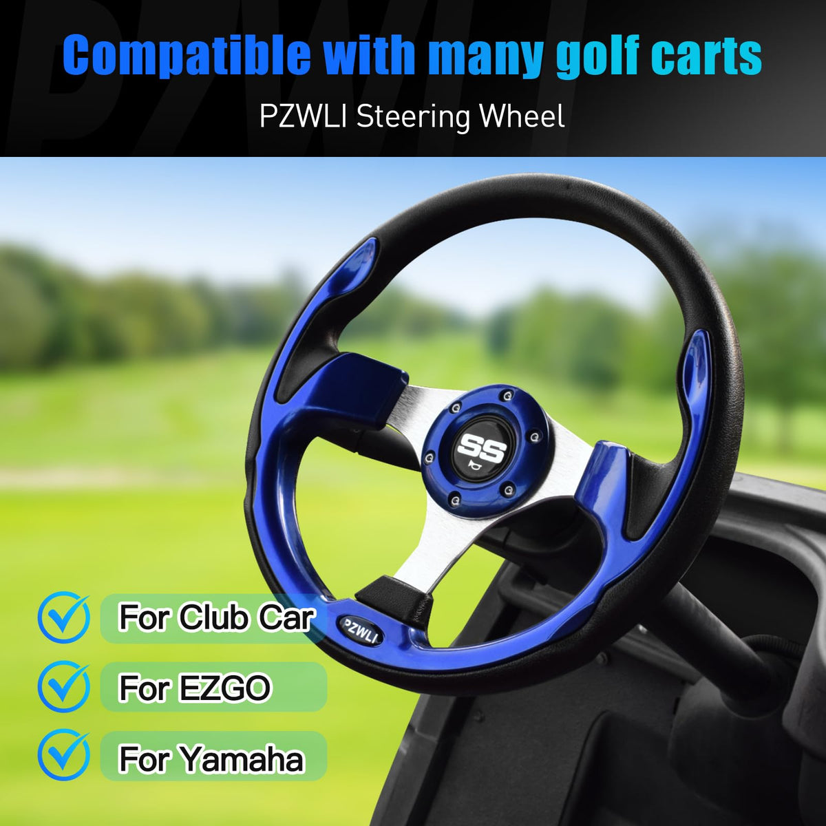 PZWLI blue wheel ready-to-install visual showcases easy upgrade for your cart.