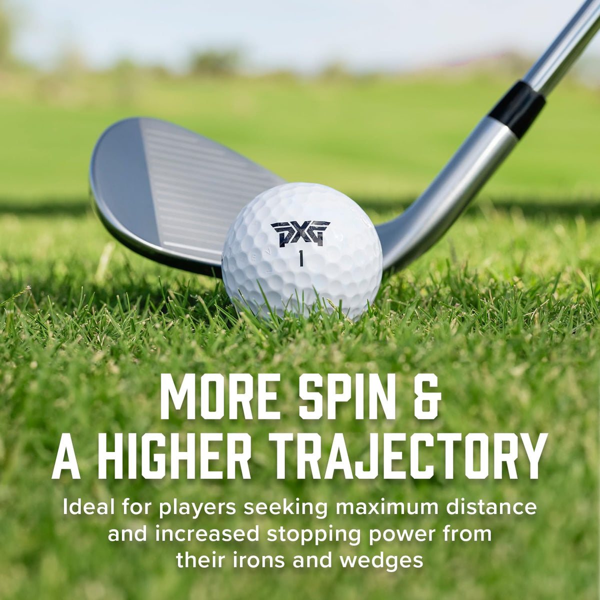 PXG Xtreme Tour urethane cover closeup, highlighting feel and controllable spin on approach shots.