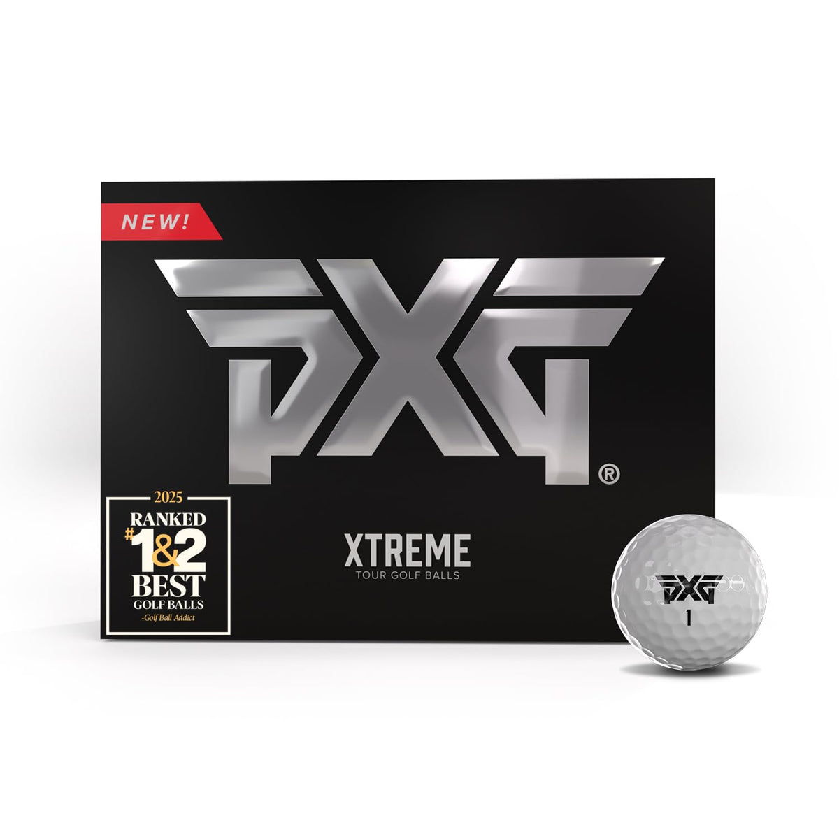 PXG Xtreme Tour Ball front view highlights high-speed core for longer drives