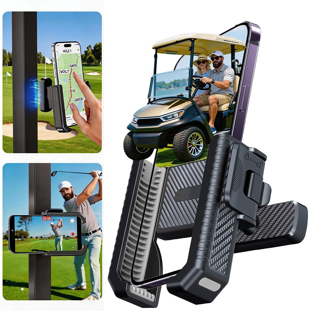 PXIRQ magnetic golf cart phone holder on dashboard with N52 base for secure navigation