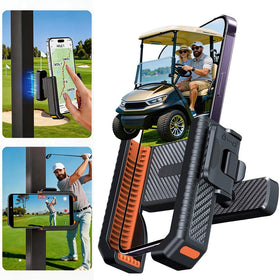 PXIRQ magnetic golf cart holder with N52 magnets secures phone on rough terrain.