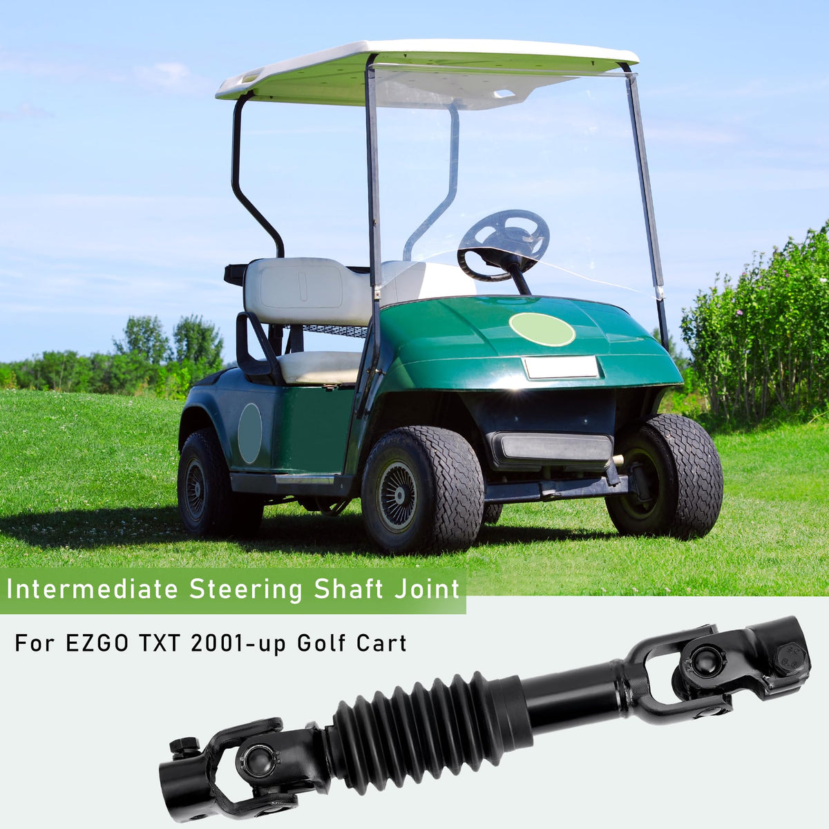 PXTHEU steering joint fits EZGO ST-Series and Cushman fleets.
