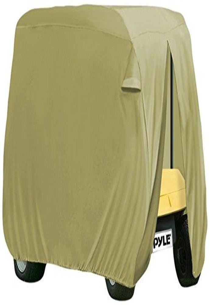 Pyle Armor Shield golf cart cover protects a 4-passenger cart from dust and weather