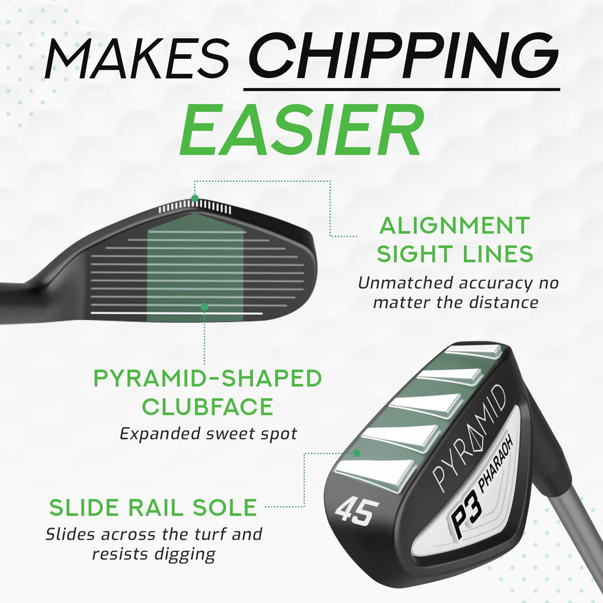 Pyramid P3 Pharaoh 45-degree right-hand wedge ready for precise approaches.
