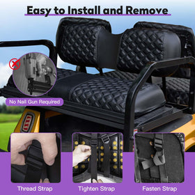PZWLI diamond rear seat cover for Club Car DS protects rear seating.