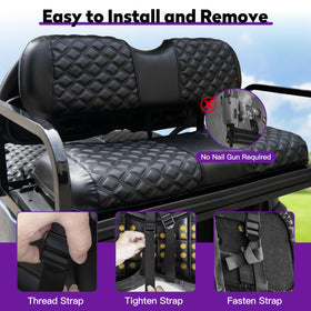 PZWLI Club Car Precedent front seat cover installation shows easy fitting.