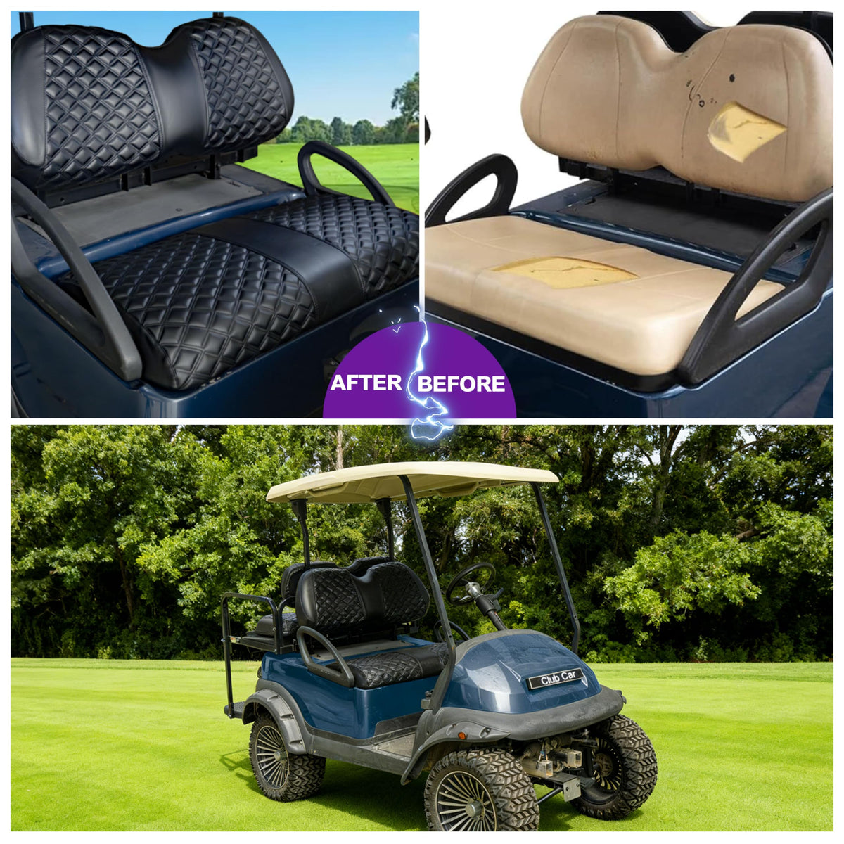 PZWLI golf cart seat cover features breathable foam for comfort.