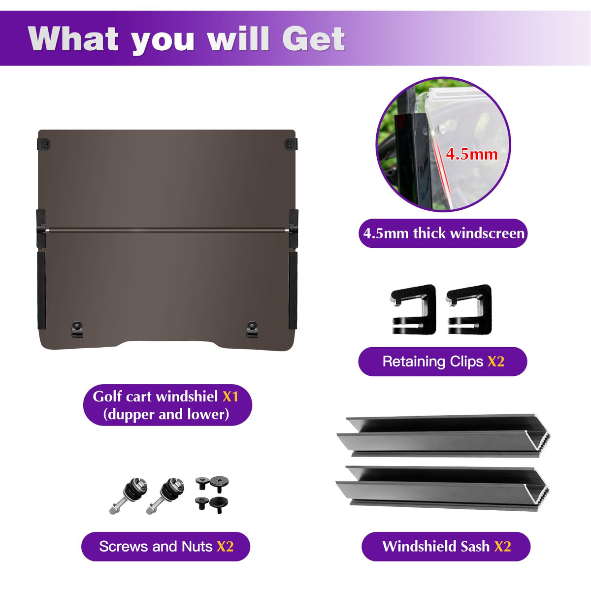 PZWLI easy-install windshield for EZGO TXT simplifies replacement.