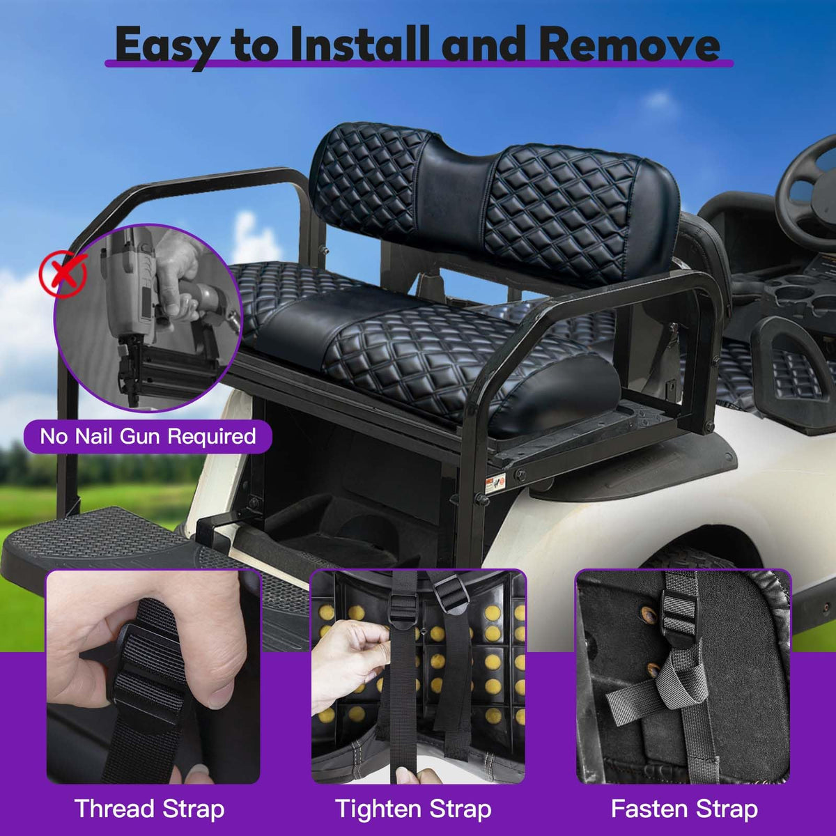 PZWLI front seat backrest cover for EZGO TXT/RXV enhances comfort and keeps upholstery clean