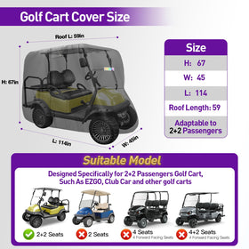 PZWLI golf cart cover side vents demonstrate breathable airflow for a comfy interior