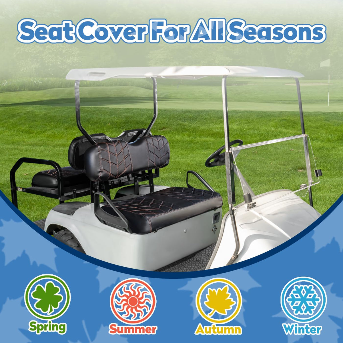 PZWLI golf cart rear seat cover fits B-shaped cushions for a tidy cabin.