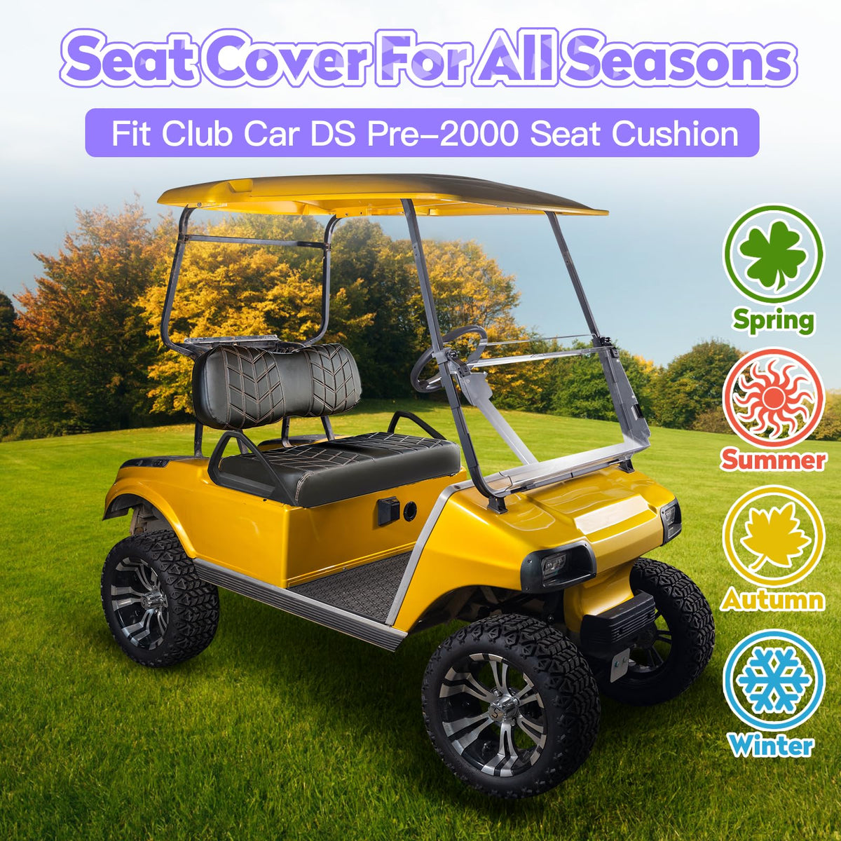 PZWLI golf cart rear seat cover fits cushions for durable protection.