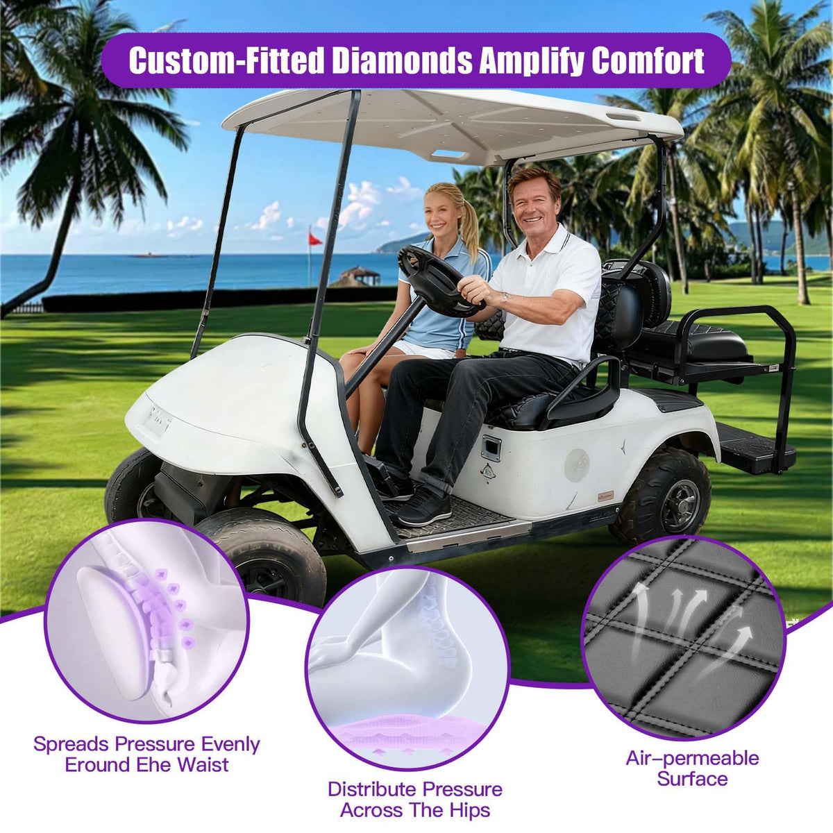 PZWLI rear seat cushion cover for EZGO TXT/RXV guards against stains and wear