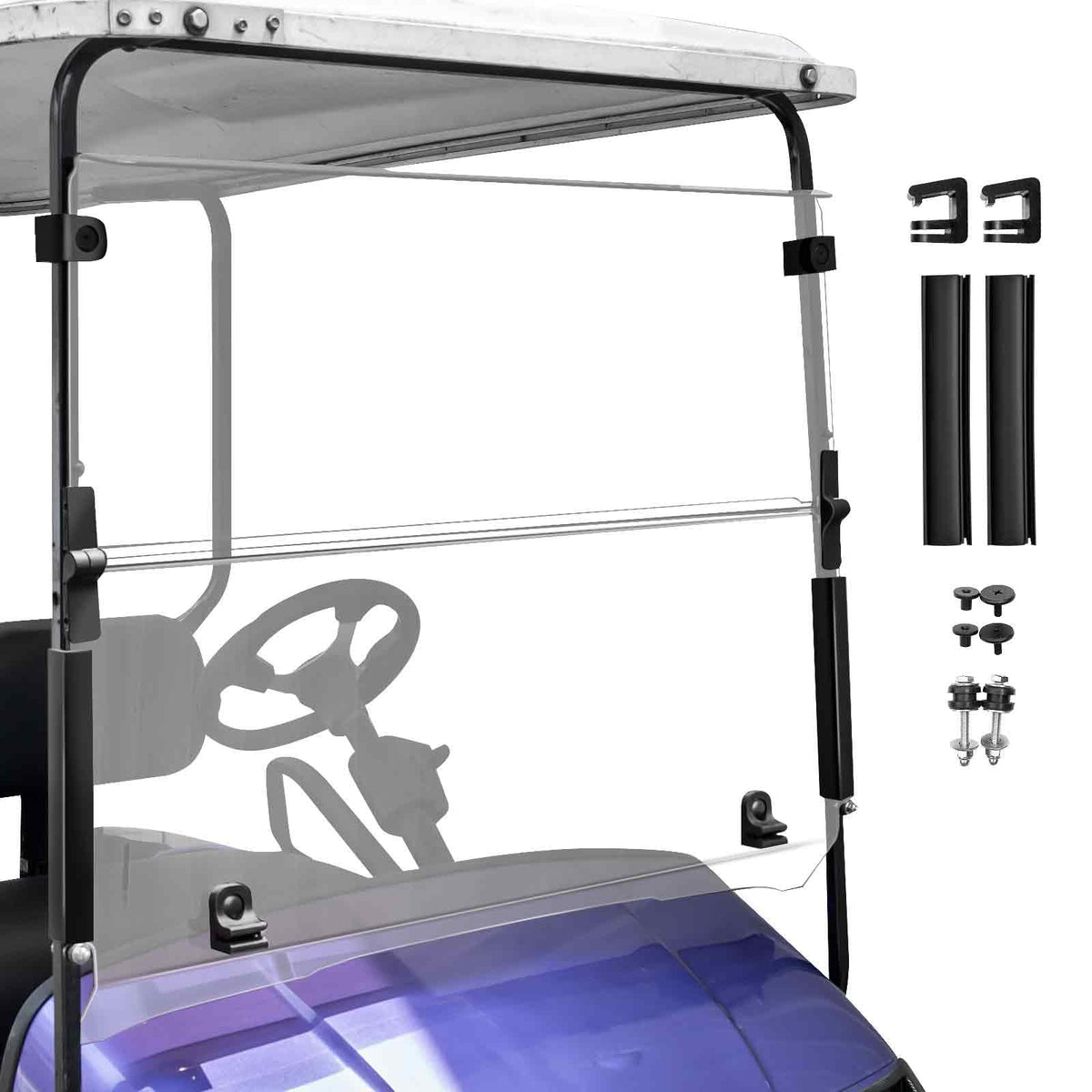 PZWLI windshield 4-5mm extra thick for rugged EZGO TXT carts, enhanced durability