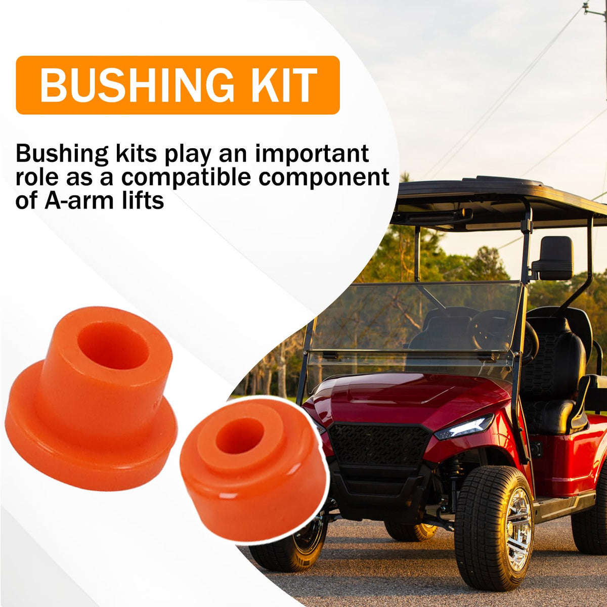 Qagea self-lubricating bushings promoting quieter operation during golf cart rides.
