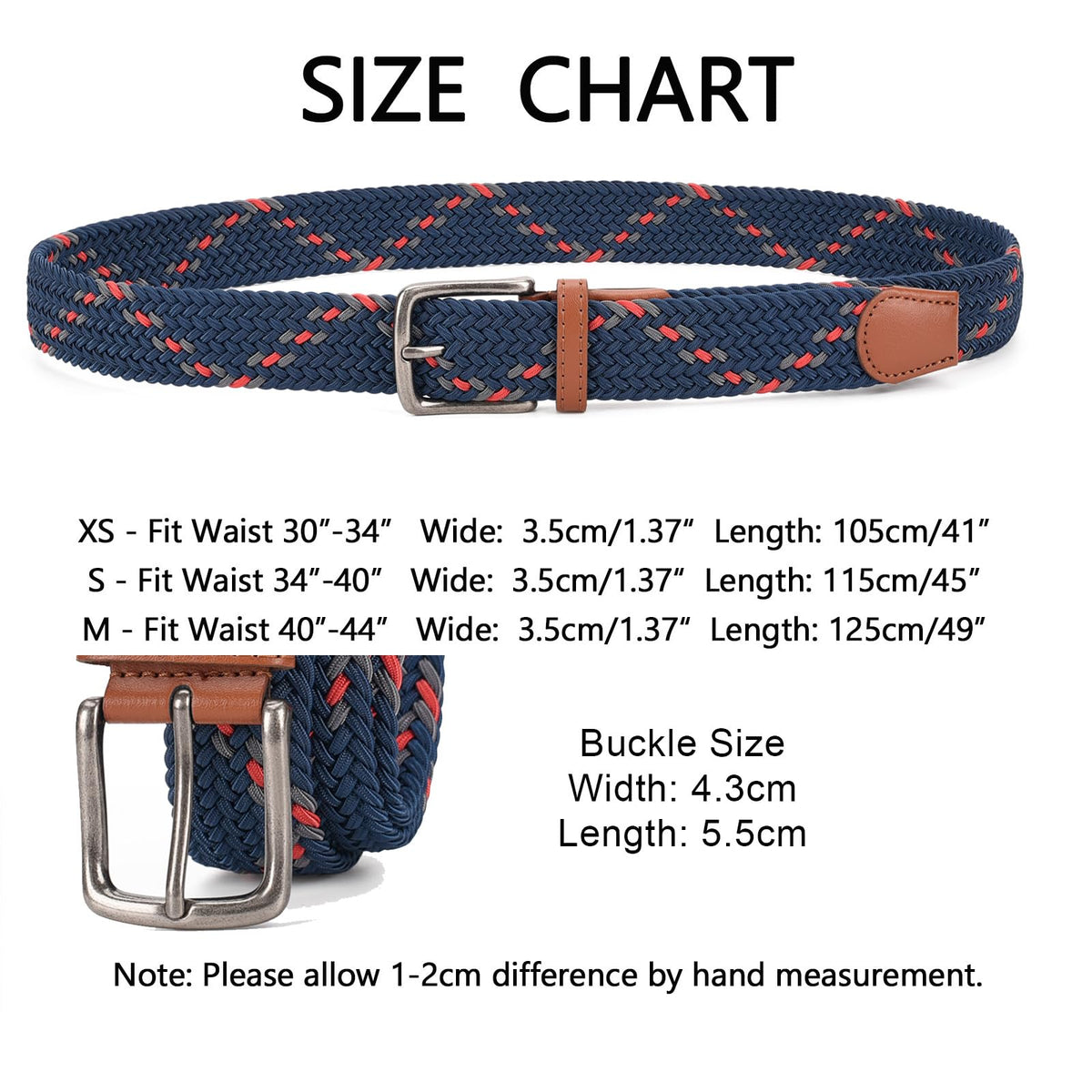 QAZSE elastic golf belt royal blue woven texture enhances outfit with flexible comfort.