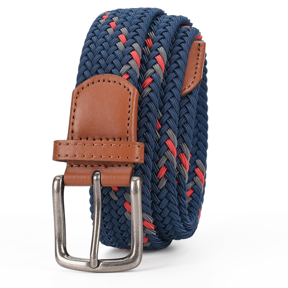 QAZSE elastic golf belt royal blue woven detail, premium texture for refined everyday wear.