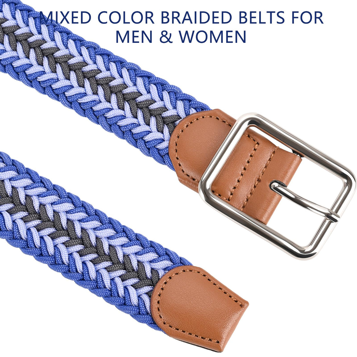 QAZSE belt end pieces leather detail in blue finish.
