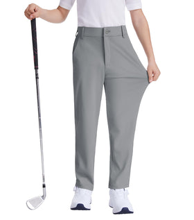 QBK Boys Golf Pants active child in motion showcasing comfortable tapered fit.