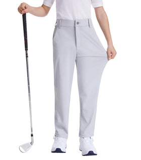 QBK Boys golf pants light gray color resists fading after washes.