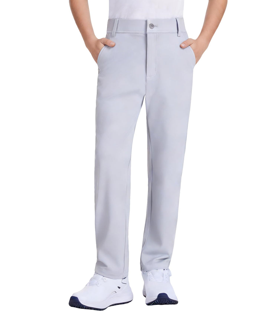 QBK boys' golf pants with stretch for unrestricted movement during class and recess.