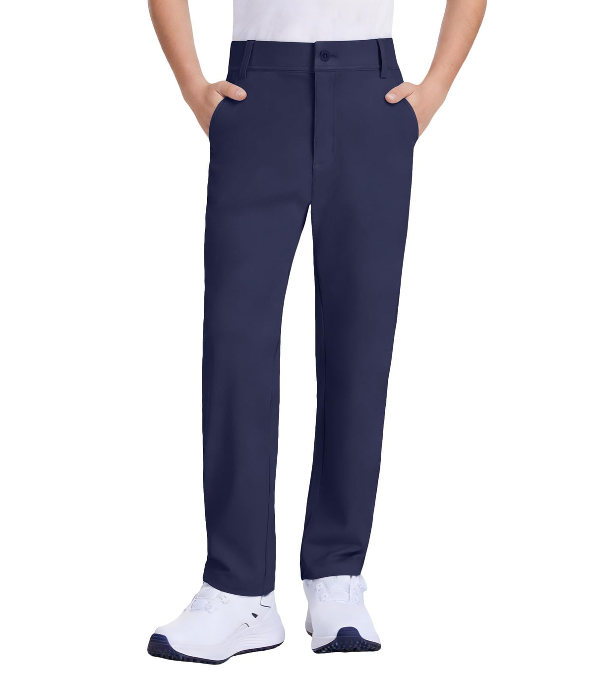 QBK Boys Golf Pants showcase stretch fabric for unrestricted movement during school and play