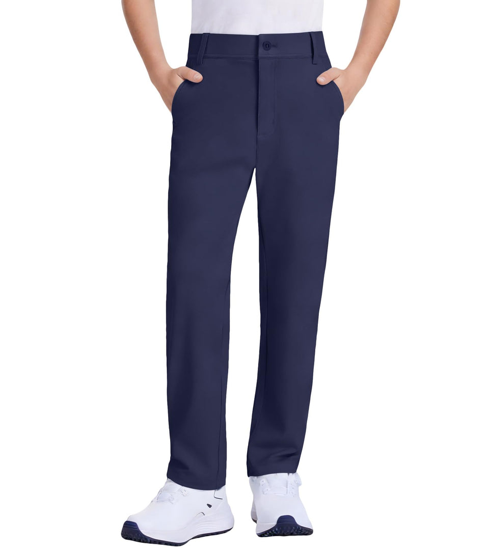 QBK Boys golf pants stretch and quick-dry front view for active daily wear.