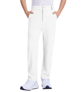 QBK boys golf pants front view with stretch fabric for movement