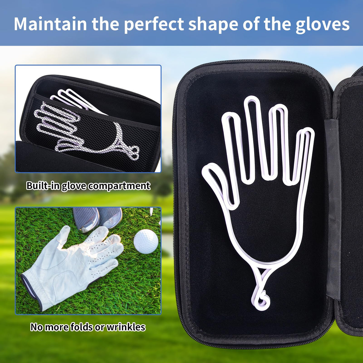 QCWN golf glove holder case compact size fits easily into a golf bag