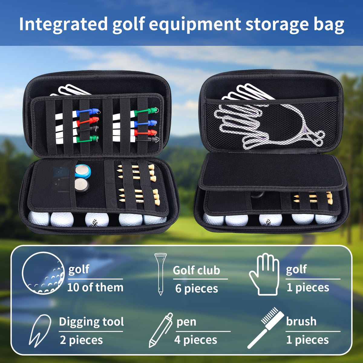 QCWN golf glove holder case ventilated pocket for ball and accessory storage