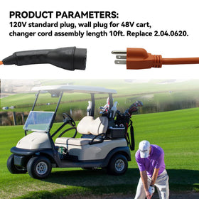 QEWHDJQ rapid charging 120V 3-pin cable minimizes downtime on the course.