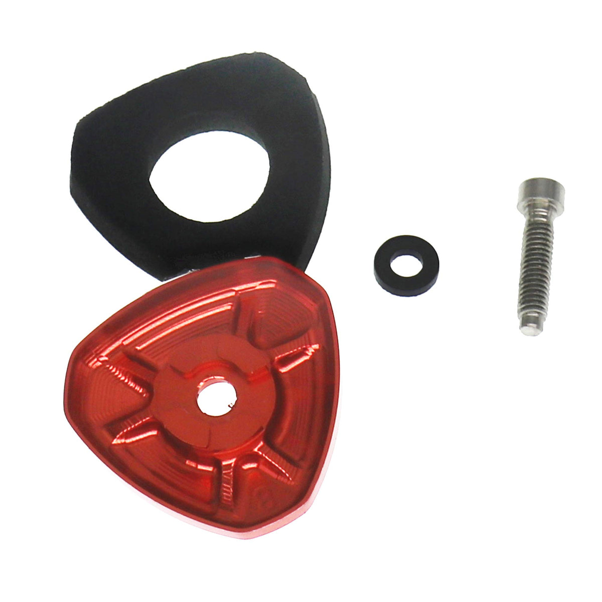 Screw and rubber washer securing the ASP plate