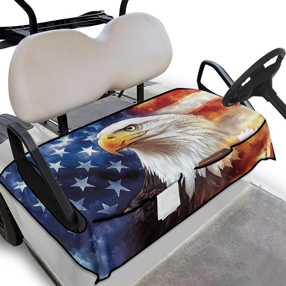 Qiyupavto American Flag Eagle Print seat cover enhances style and protects the cart seats.