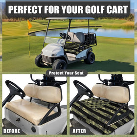 Qiyupavto universal two-seat cover fits most carts with simple one-click install.